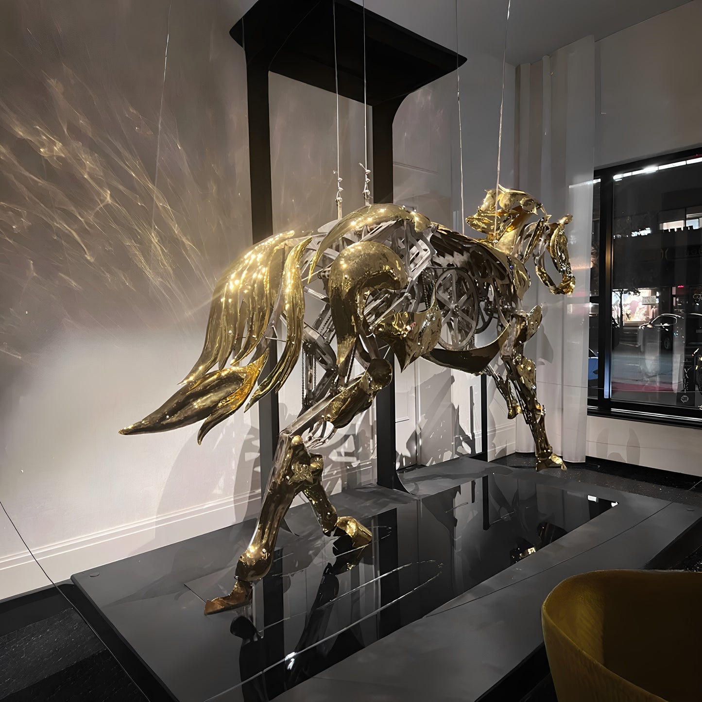 Stainless steel dynamic mechanical horse Statue