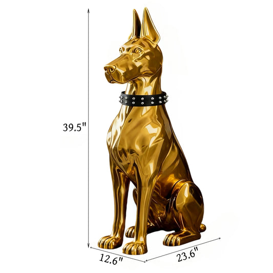 39.5" Modern Gold Dog Home Decor Sculpture Electroplated