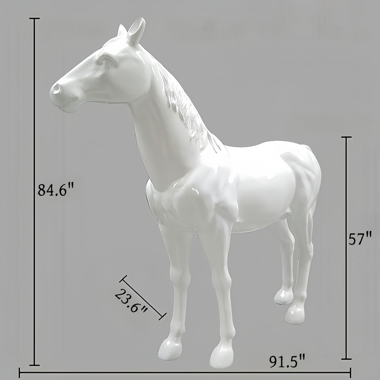 91.5" White Horse Figurines & Sculptures