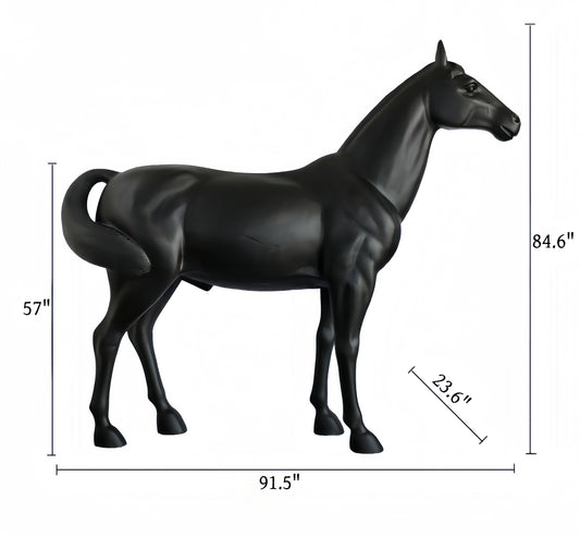 91.5" Black Horse Figurines & Sculptures