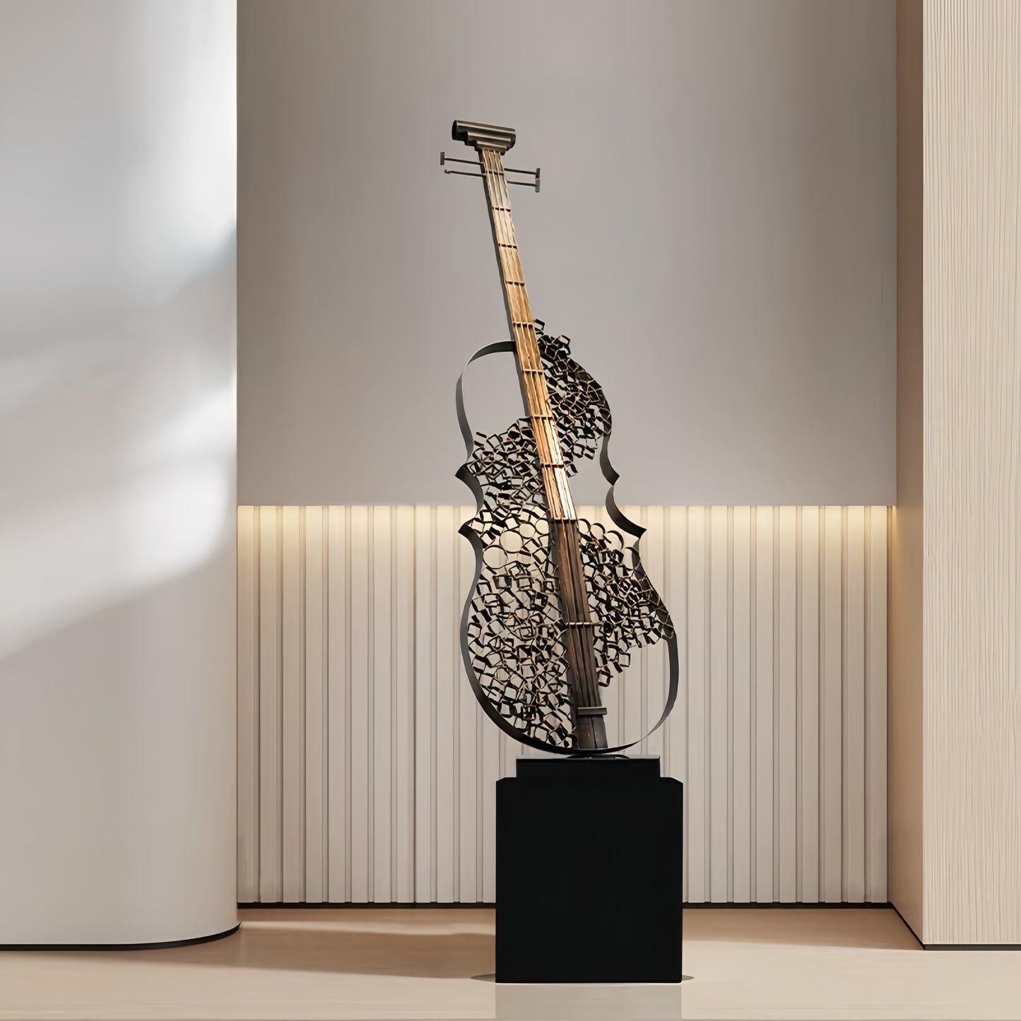 Timeline Classical violin ornament sculpture with antique finish