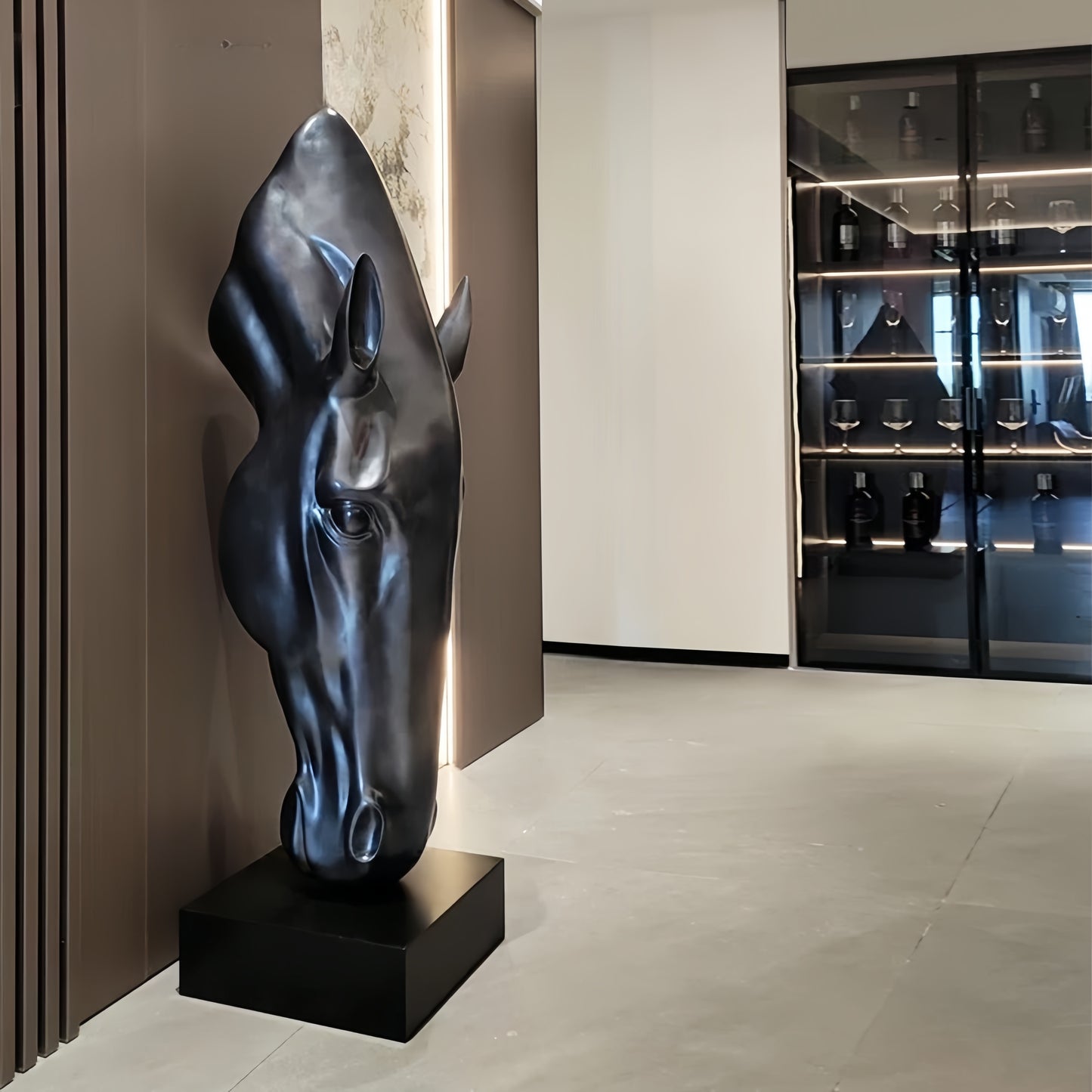 Stand Black Horse's Head Sculpture Home Decor
