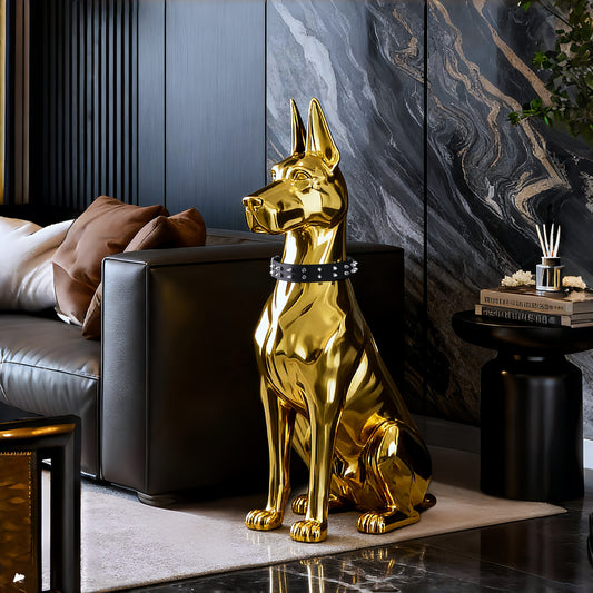 39.5" Modern Gold Dog Home Decor Sculpture Electroplated