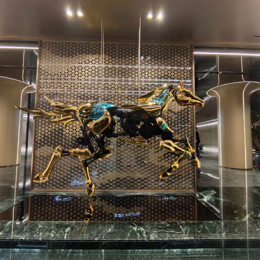Stainless steel dynamic mechanical horse Statue