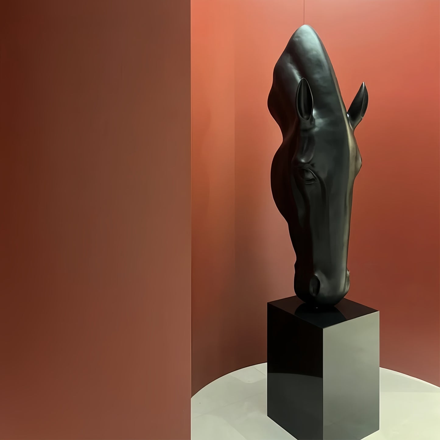 Stand Black Horse's Head Sculpture Home Decor