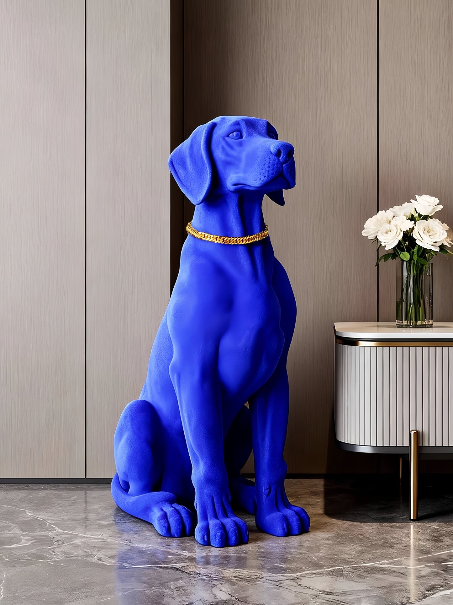 Dog Home Decor Statue Surface Plush Treasure Blue