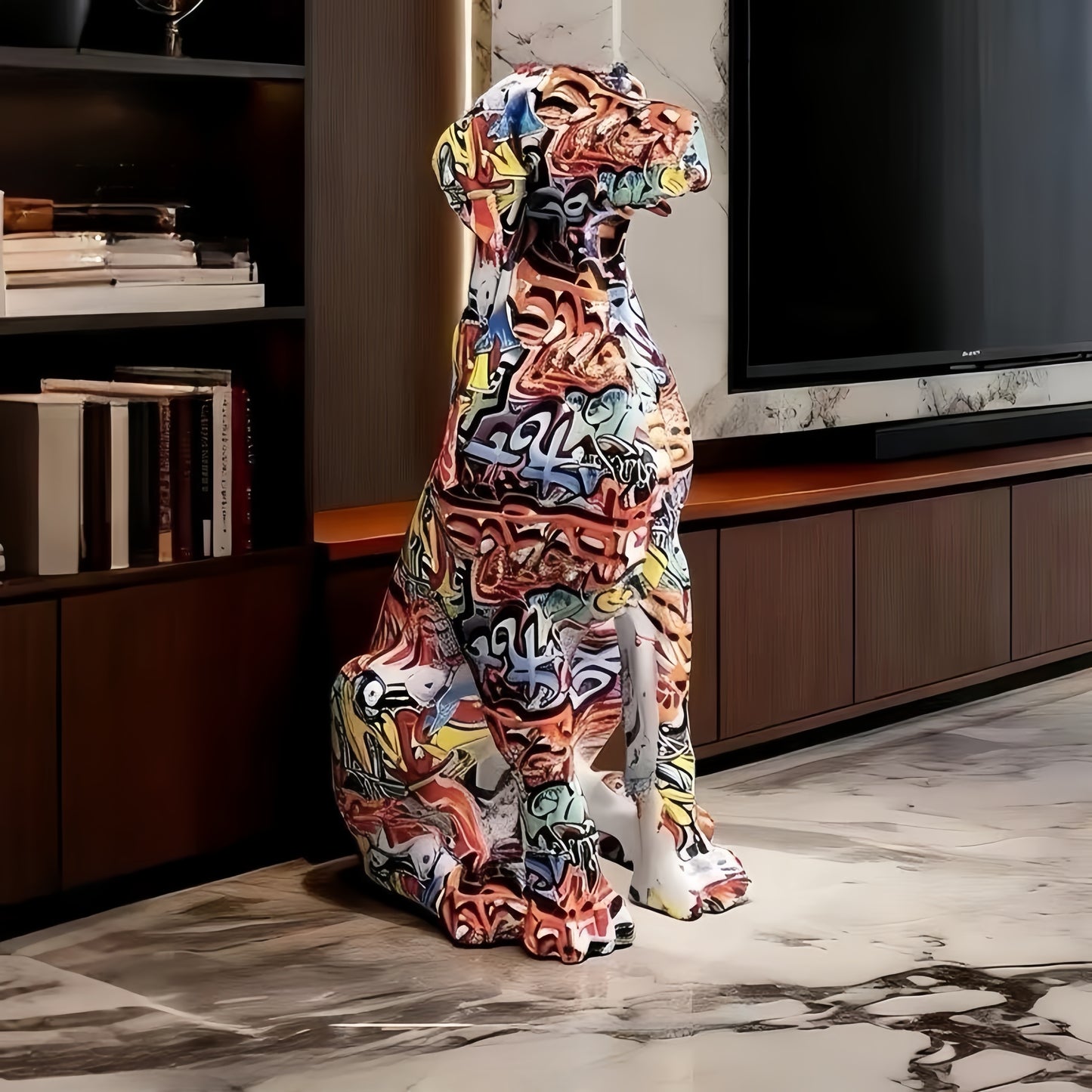 Handmade painted dog sculpture home decor