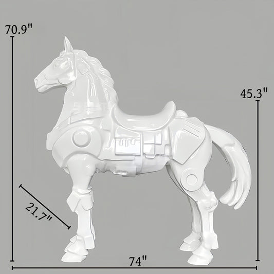 71" White Mech Horse Figurines & Sculptures