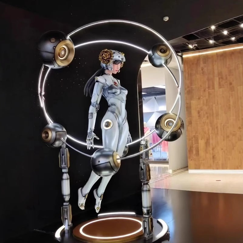 Interstellar Mech Suspended Girl Art Sculpture