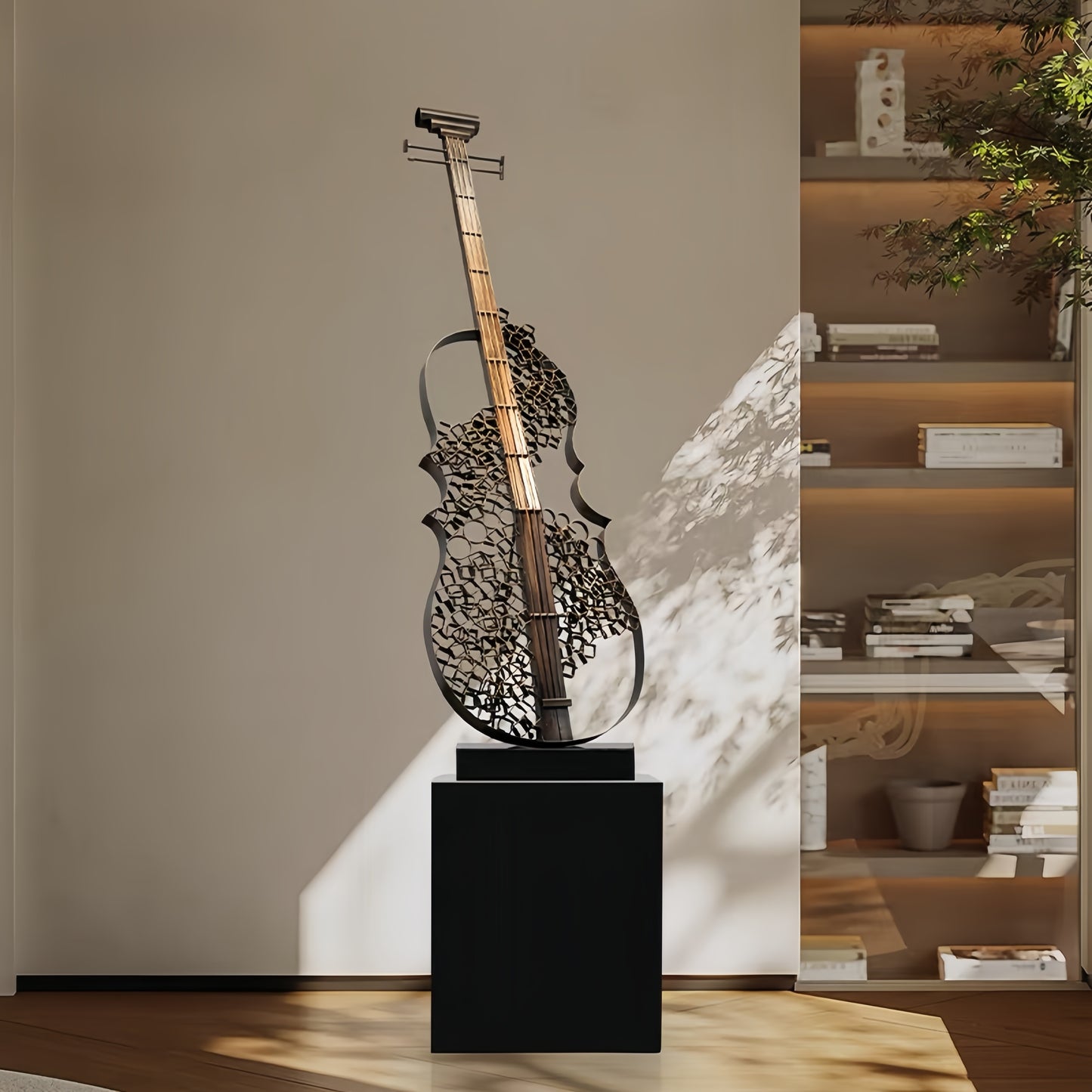 Timeline Classical violin ornament sculpture with antique finish