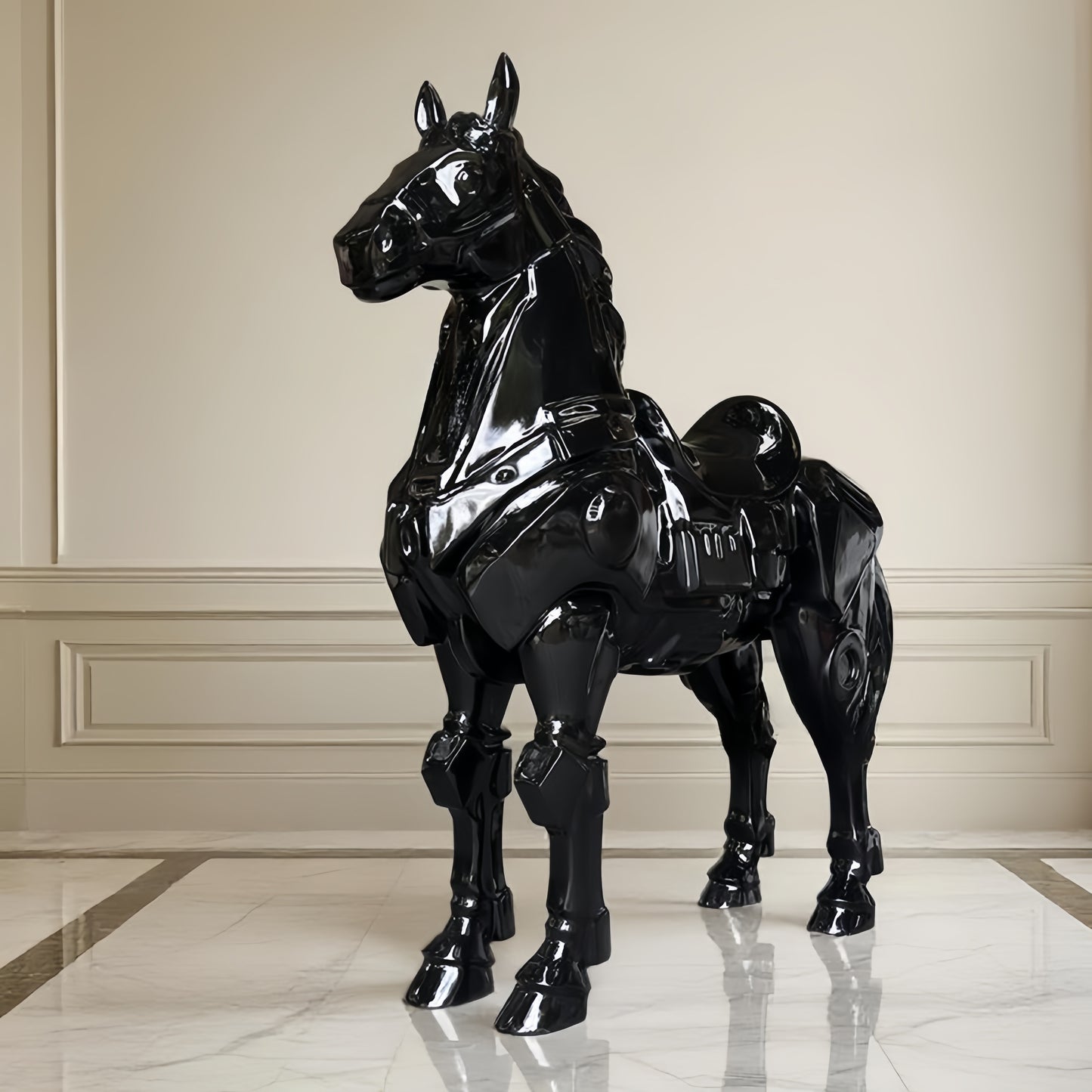 Black Mech Horse Figurines & Sculptures