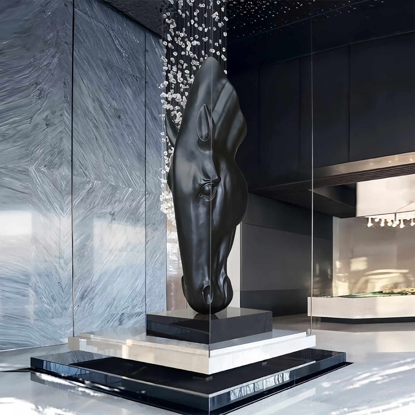 Stand Black Horse's Head Sculpture Home Decor