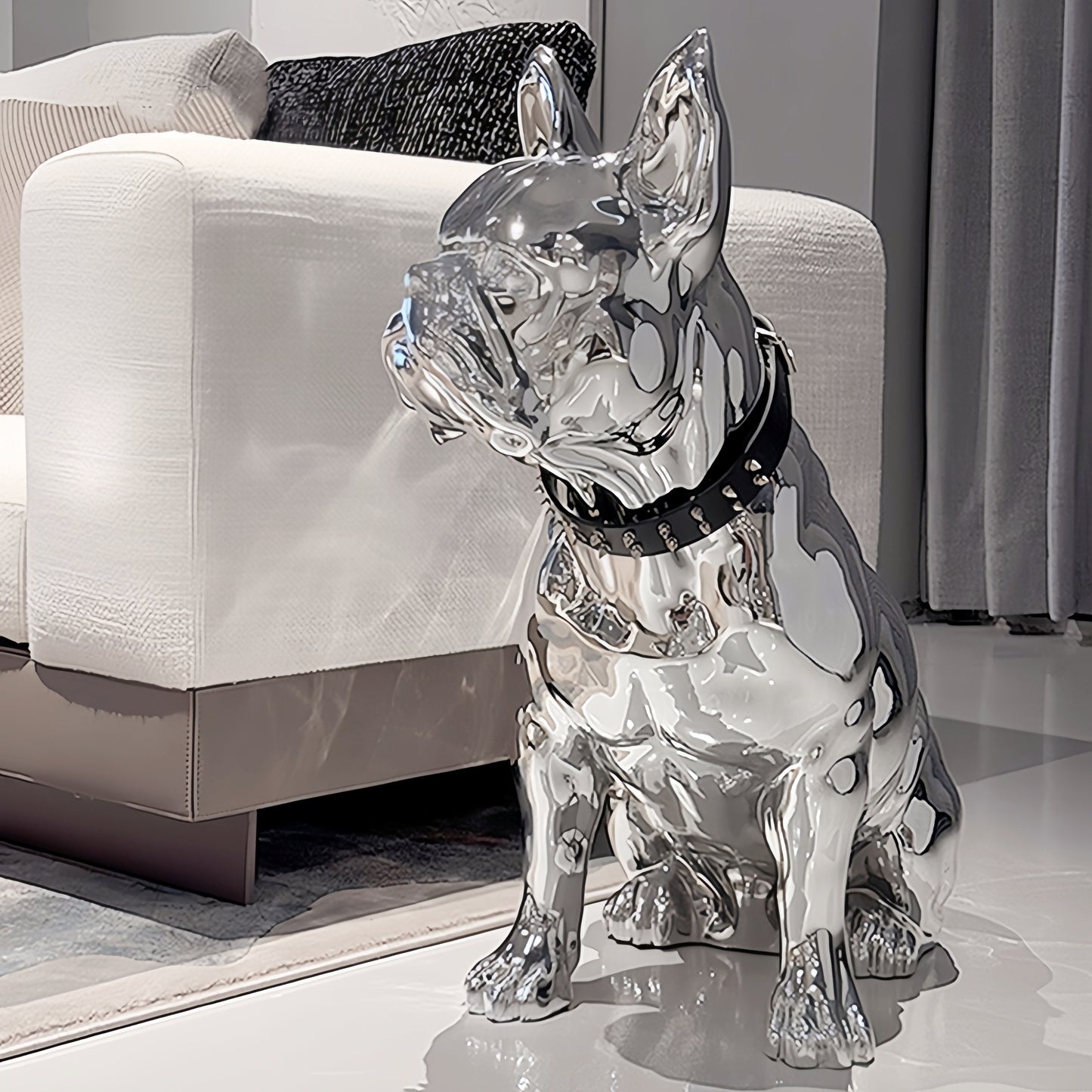 Modern Bulldog Resin Sculpture Home Decor