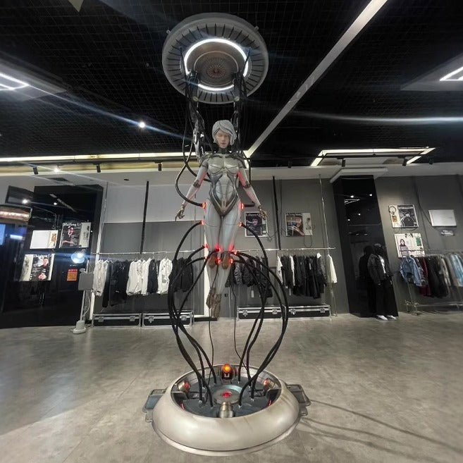 Interstellar Mech Suspended Girl Art Sculpture