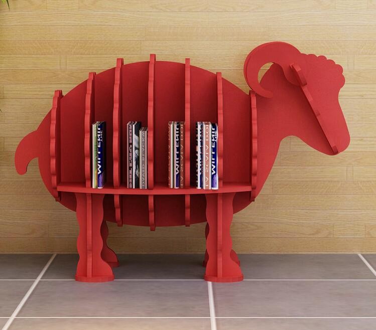 Creative Sheep Bookshelf Solid Wood Storage Rack