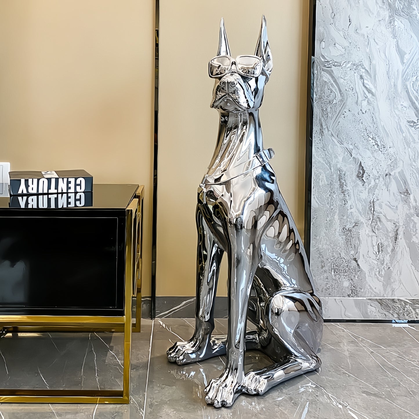 Light Luxury Sliver Dog Home Decor Statue ,accent Figurine