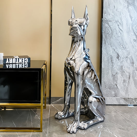 Light Luxury Sliver Dog Home Decor Statue ,accent Figurine