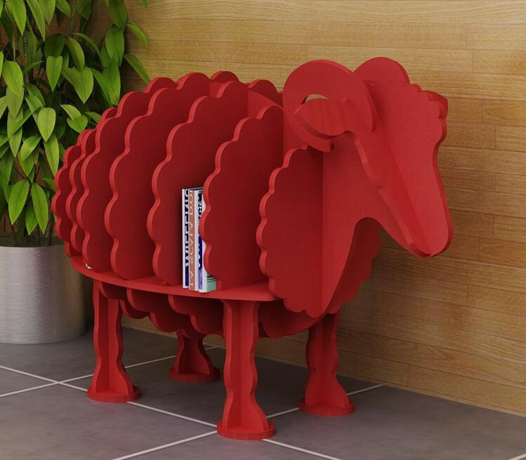 Creative Sheep Bookshelf Solid Wood Storage Rack