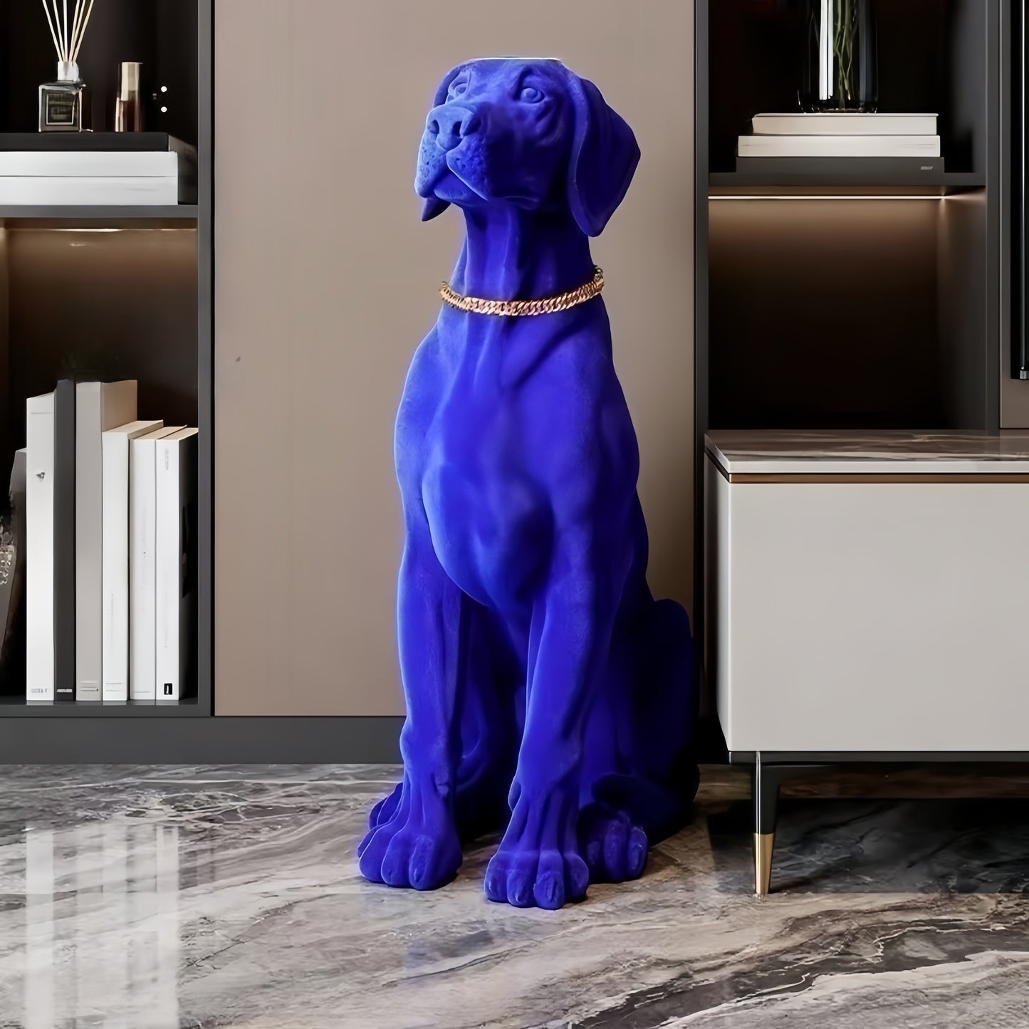 Dog Home Decor Statue Surface Plush Treasure Blue