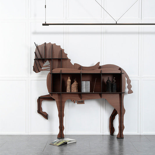 Creative Horse Bookshelf Solid Wood Storage Rack