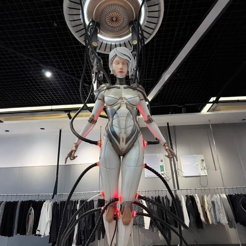Interstellar Mech Suspended Girl Art Sculpture