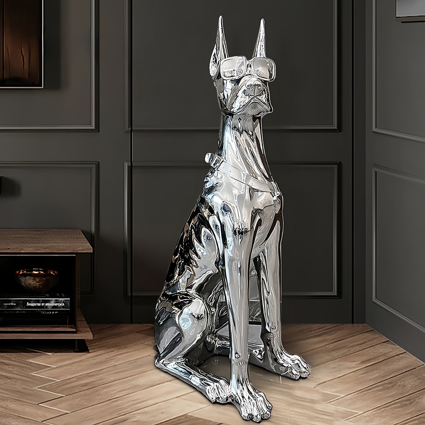 Light Luxury Sliver Dog Home Decor Statue ,accent Figurine