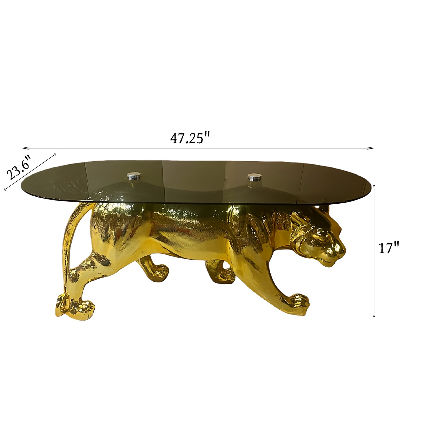Floor Leopard Decorative Sculpture table glass top