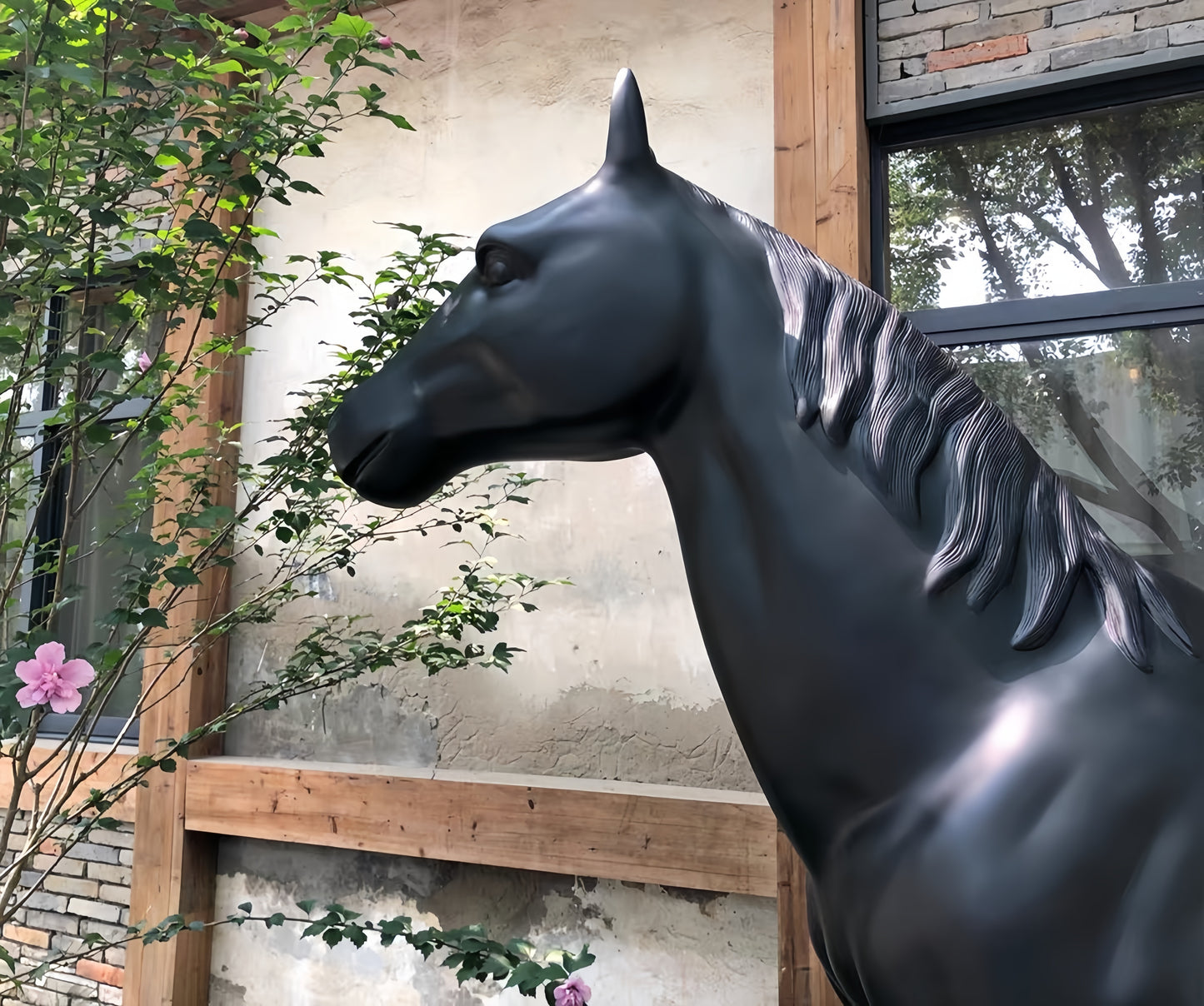 91.5" Black Horse Figurines & Sculptures