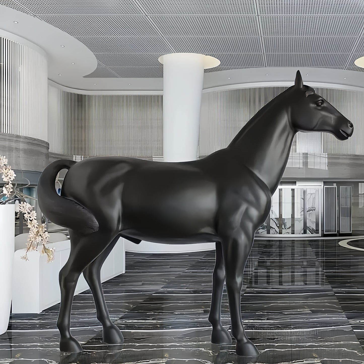91.5" Black Horse Figurines & Sculptures