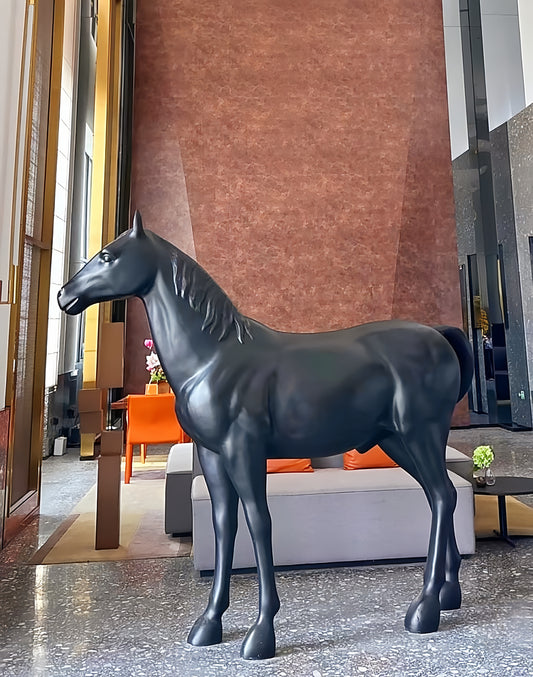 91.5" Black Horse Figurines & Sculptures