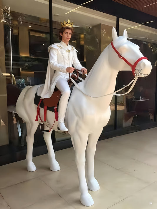 91.5" White Horse Figurines & Sculptures