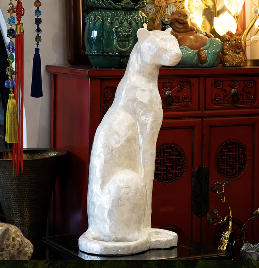Art Panther Home Decor Statue With Sea Shell Exterior