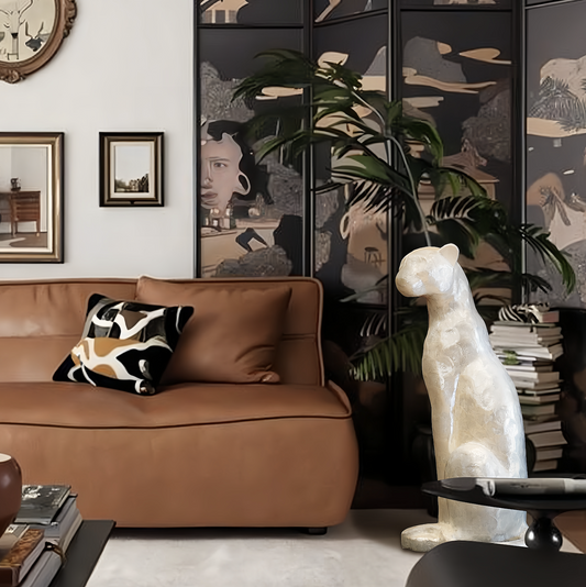 Art Panther Home Decor Statue With Sea Shell Exterior