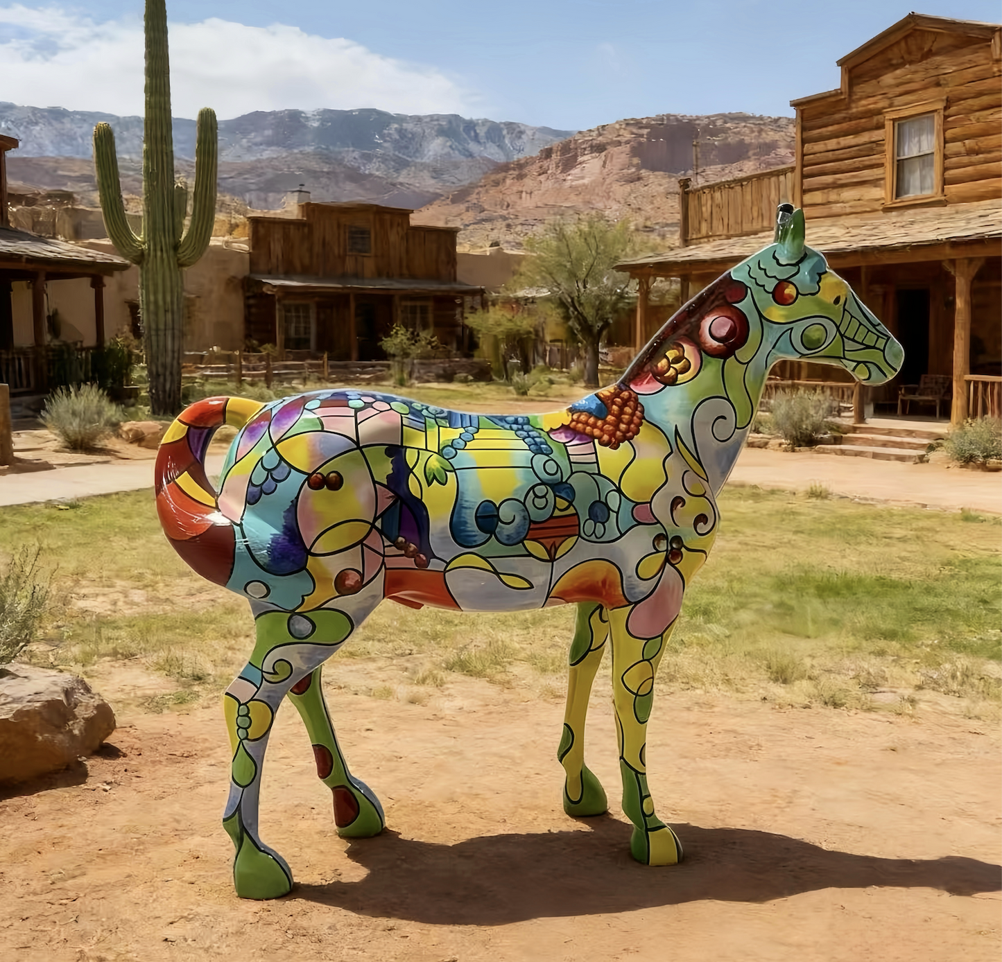 Hand-Drawn Art Of Ornament Creative Horses Statue