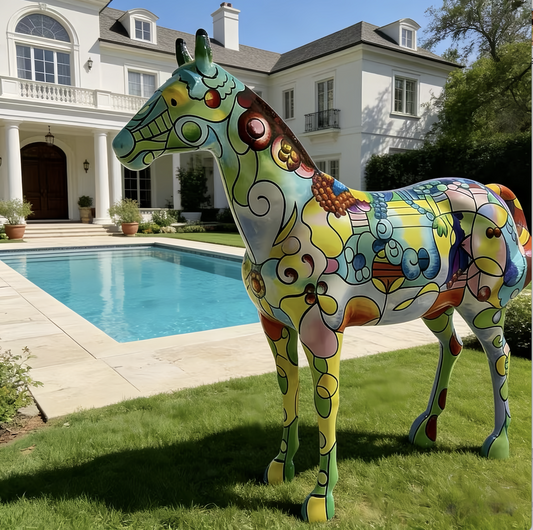 Hand-Drawn Art Of Ornament Creative Horses Statue