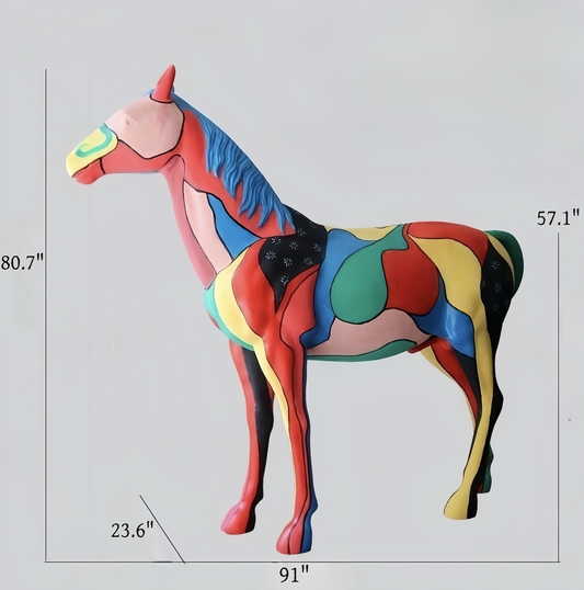 91" Hand-Drawn Art Of Ornament Creative Horses Statue