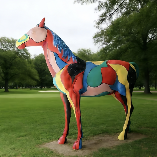 91" Hand-Drawn Art Of Ornament Creative Horses Statue