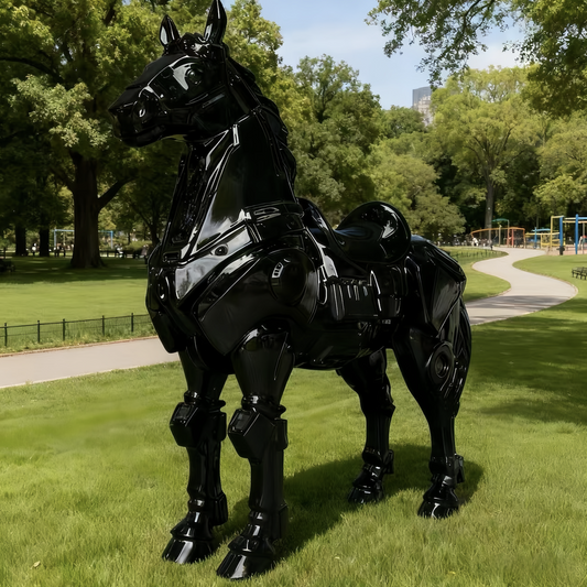 Black Mech Horse Figurines & Sculptures