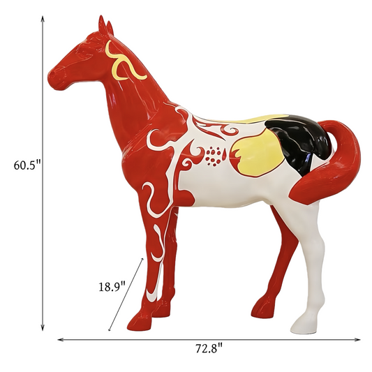 72.8" Hand-Drawn Art Of Horses Figurines & Sculptures