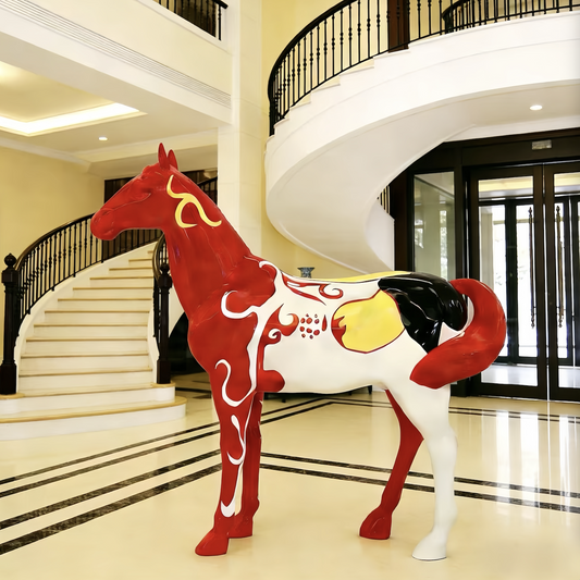 72.8" Hand-Drawn Art Of Horses Figurines & Sculptures