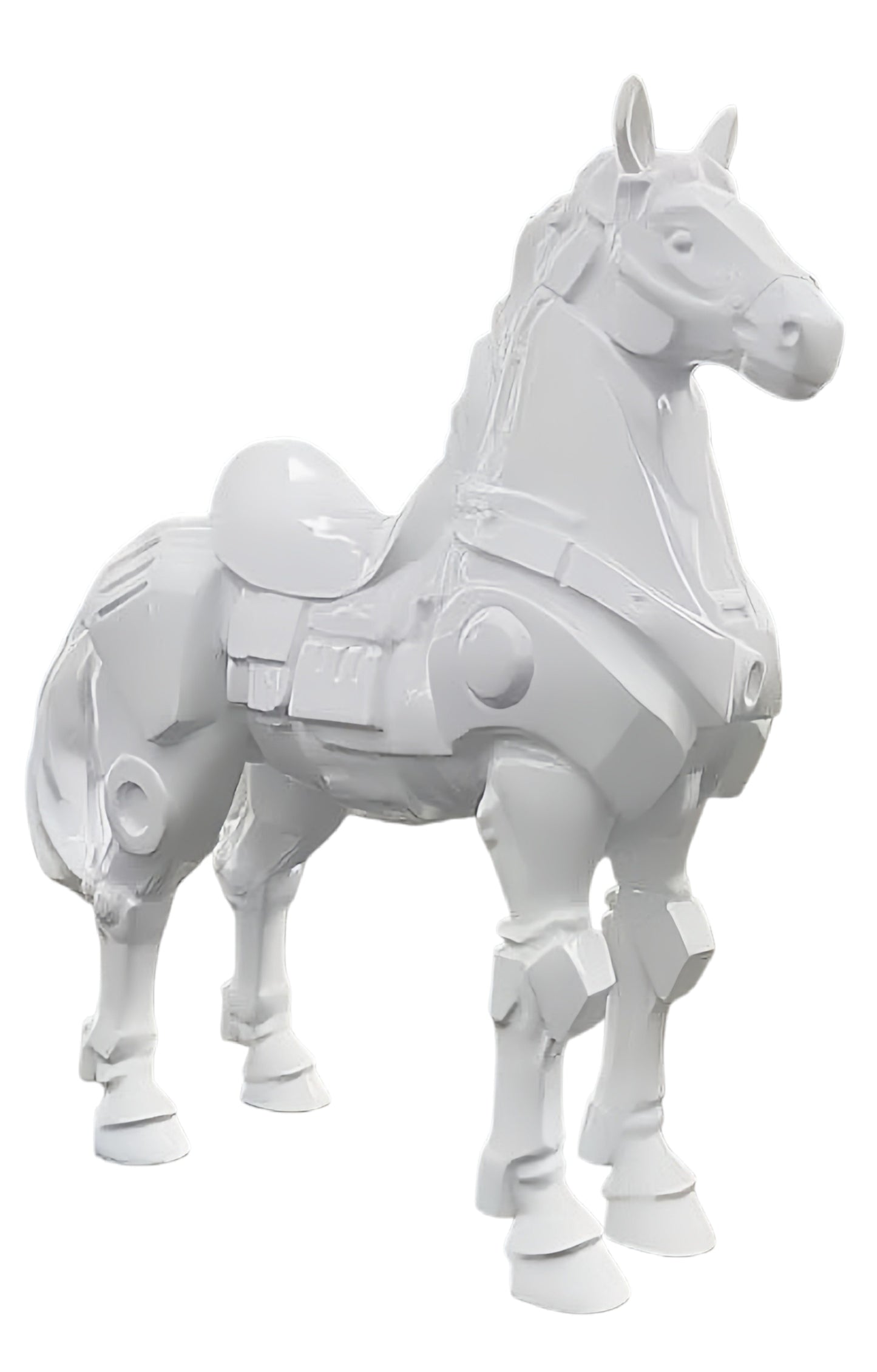 71" White Mech Horse Figurines & Sculptures