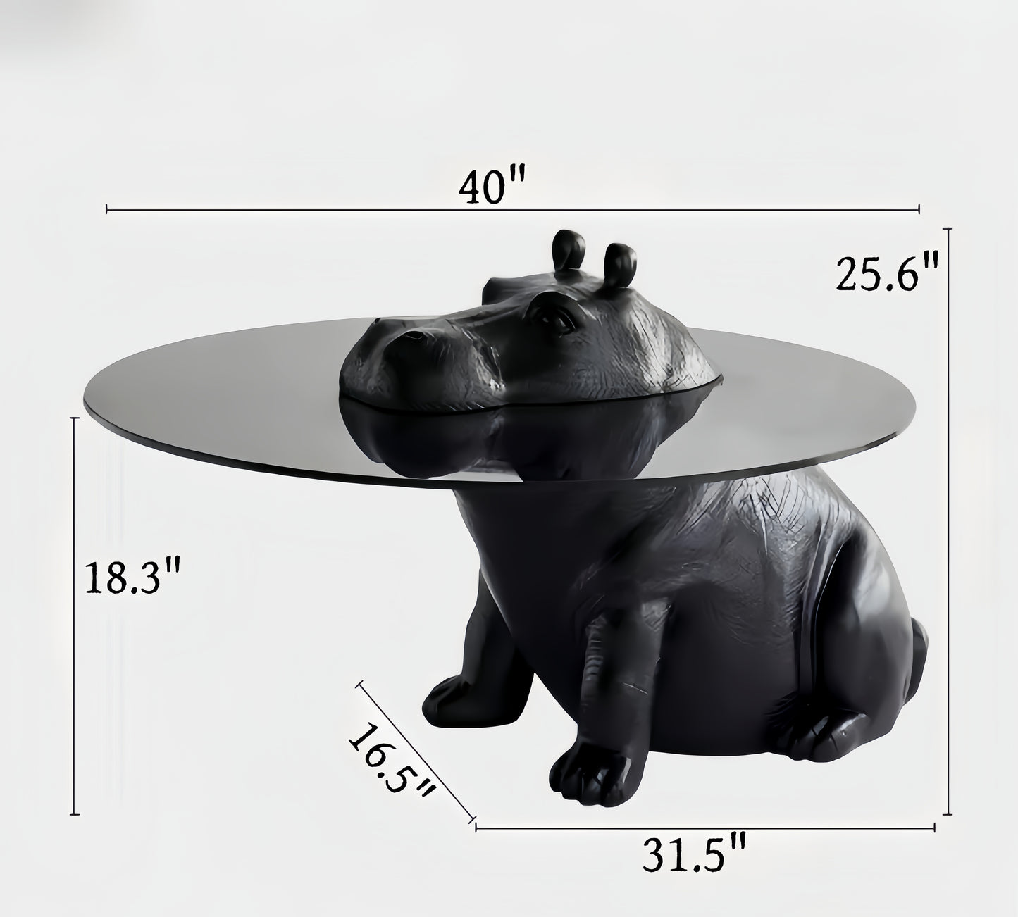 River Horse Figurine Glass Top Coffee Table