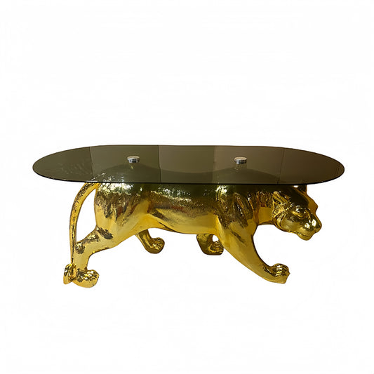 Floor Leopard Decorative Sculpture table glass top