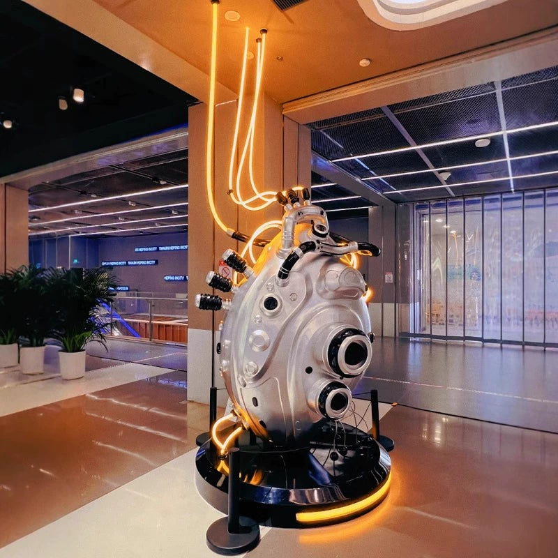 Technology inspired mechanical heart sculpture