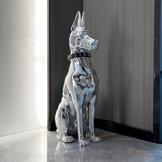 Dog Home Decor Statue Surface Gloss  Silver